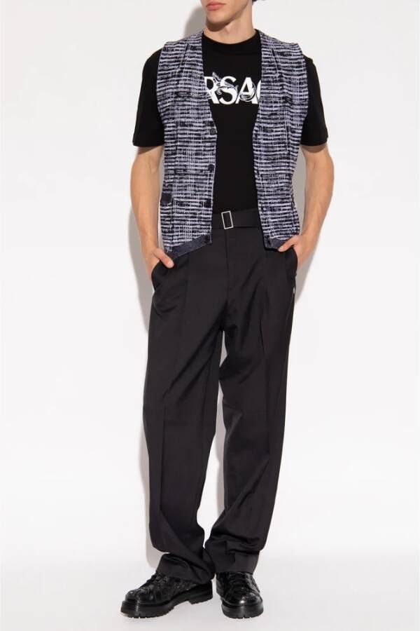 Versace T-shirt met logo Zwart Heren