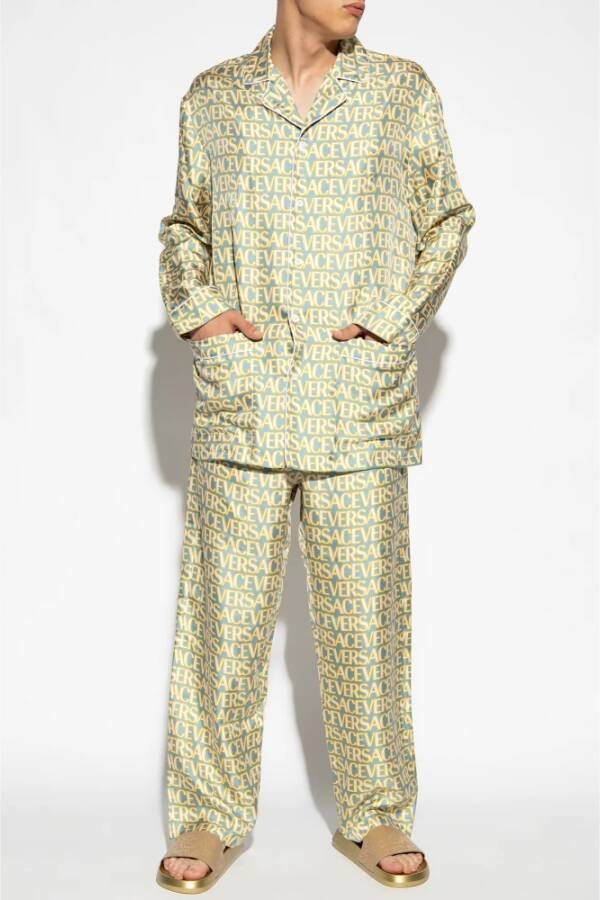 Versace La Vacanza collectie pyjama top Blauw Heren