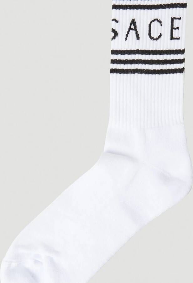 Versace Vintage Logo Sportsokken uit de jaren 90 Wit Unisex