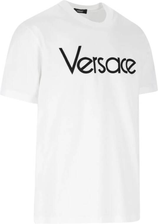 Versace Witte T-shirts en Polos met Tribute Borduurwerk White Heren