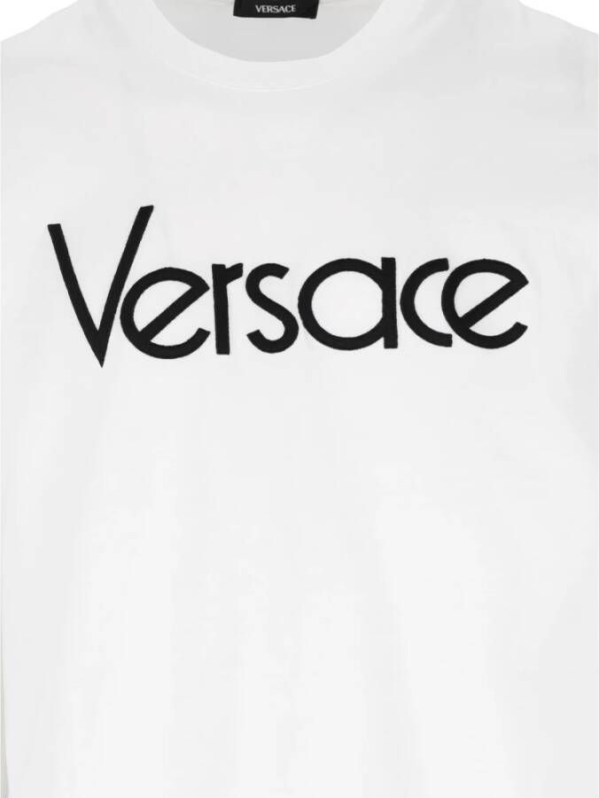 Versace Witte Logo Katoenen T-shirt White Heren