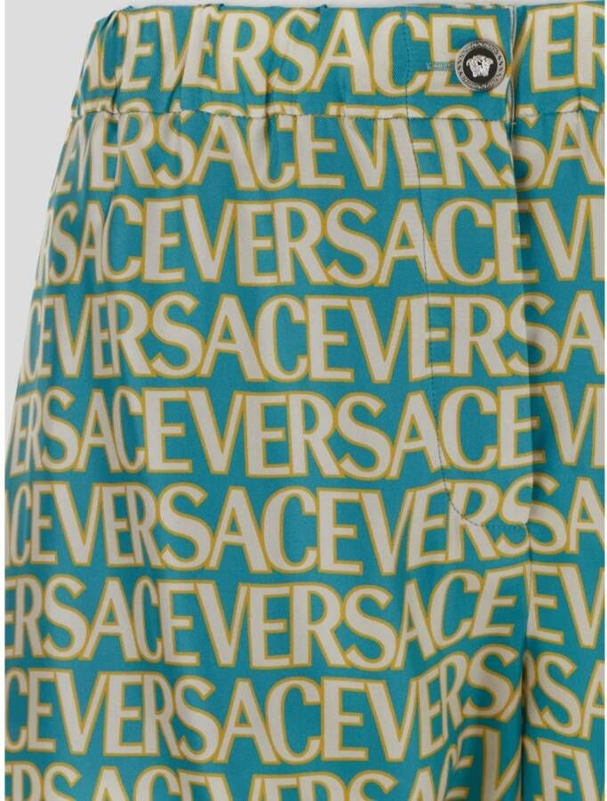 Versace Zijden Shorts met Logo Beige Dames