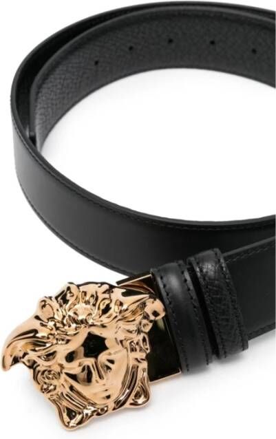 Versace Zwart Medusa Head Leren Riem Zwart Heren