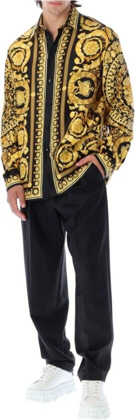Versace Zwarte Barocco Gold Shirts en Polos Multicolor Heren