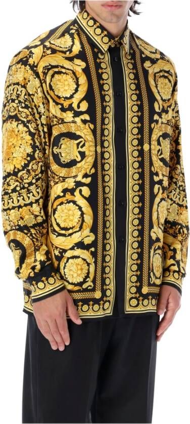 Versace Zwarte Barocco Gold Shirts en Polos Multicolor Heren
