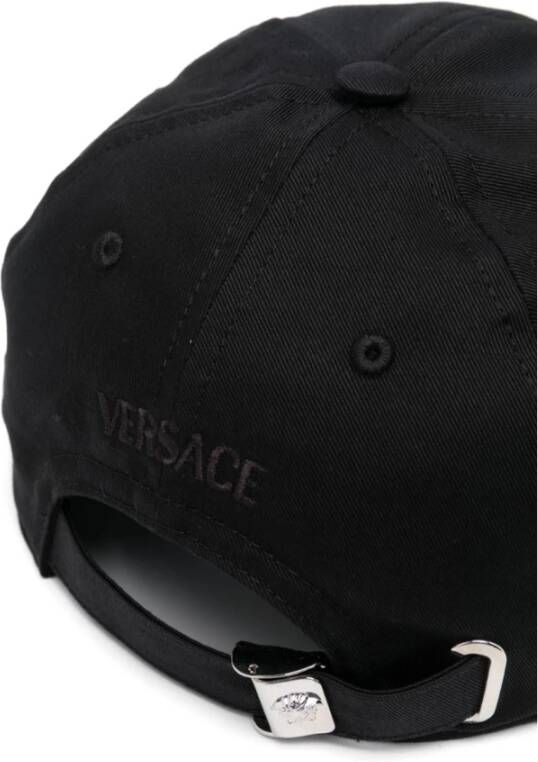 Versace Zwarte katoenen baseballpet met geborduurd logo Zwart Heren