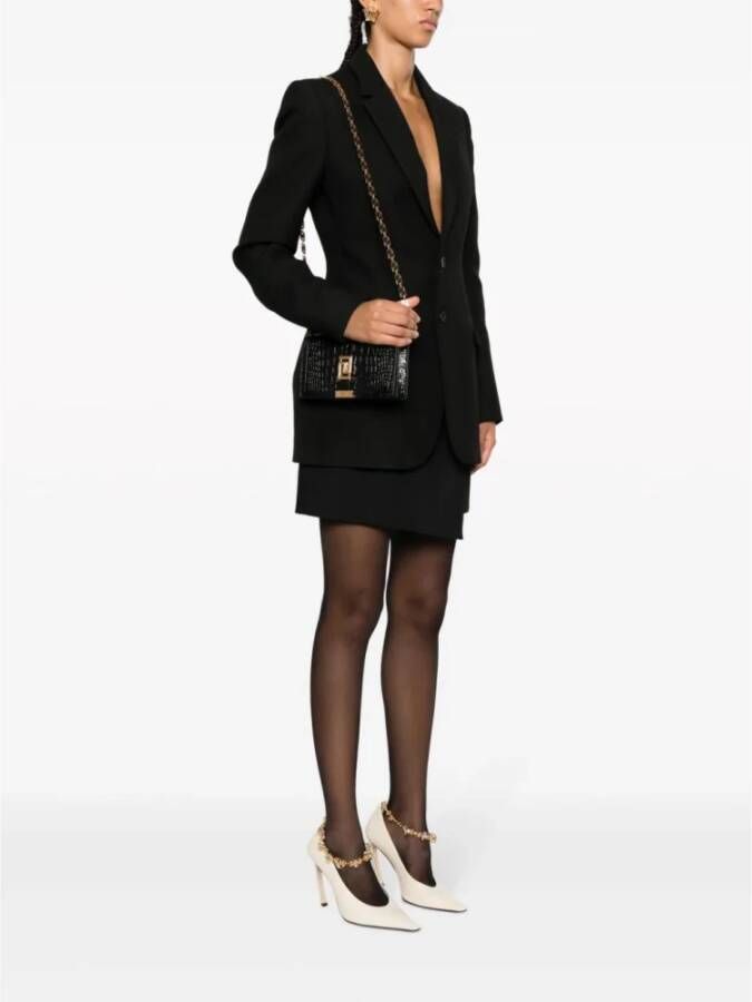 Versace Zwarte Leren Tas met Greca Hardware Zwart Dames