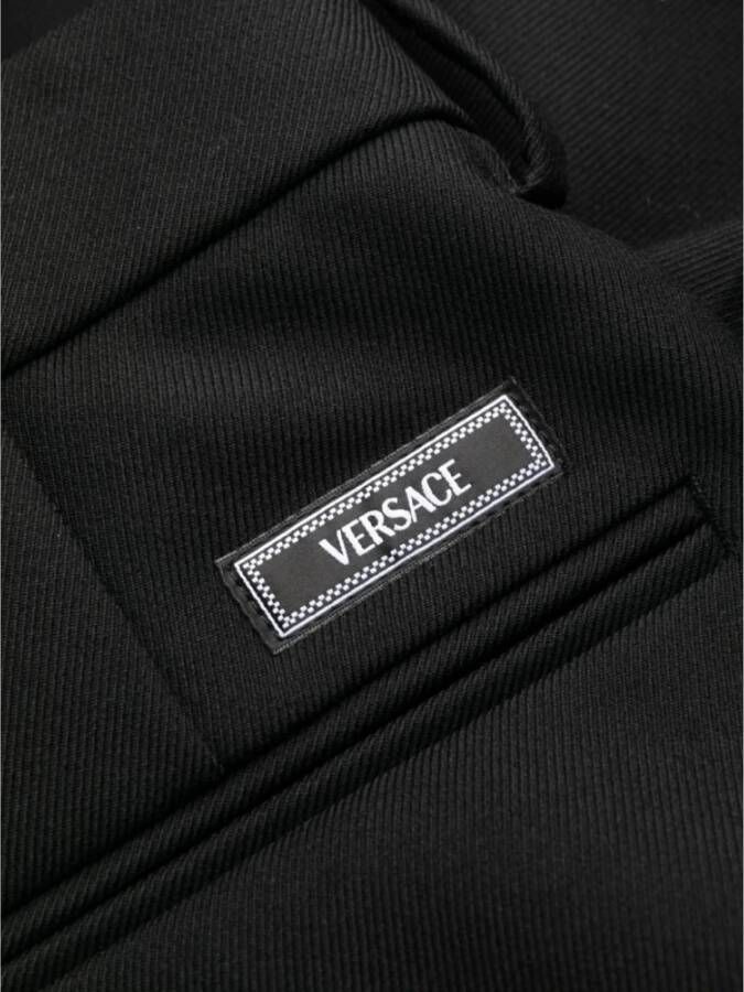 Versace Zwarte Slim-Fit Wollen Broek Zwart Heren