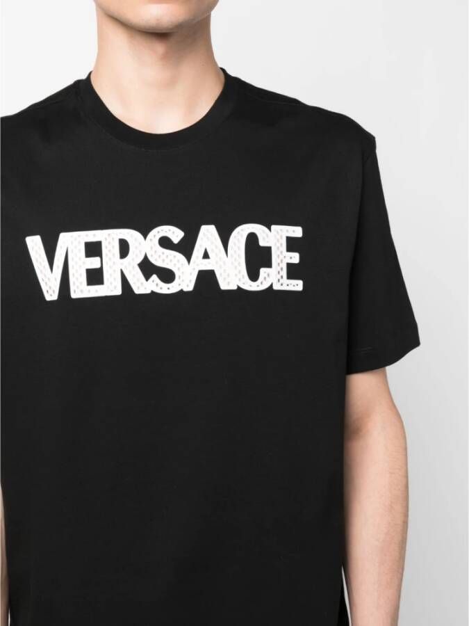 Versace Zwarte T-shirts en Polos met Logo Zwart Heren
