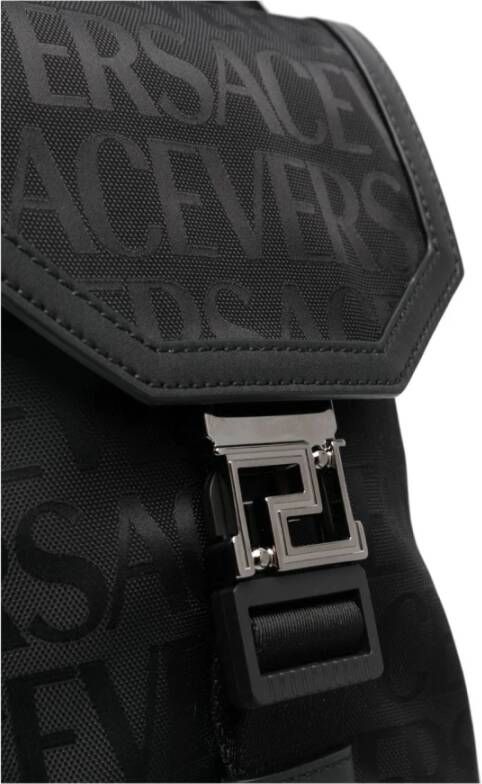 Versace Canvas Logo Print Crossbody Tas Black Heren