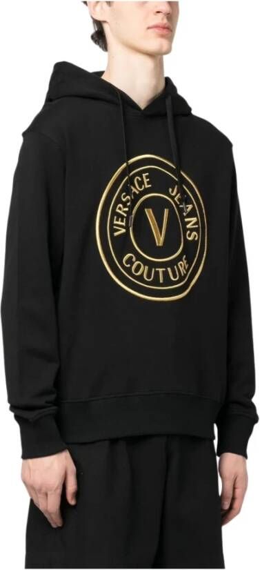 Versace Zwarte trui met capuchon en logo print Zwart Heren