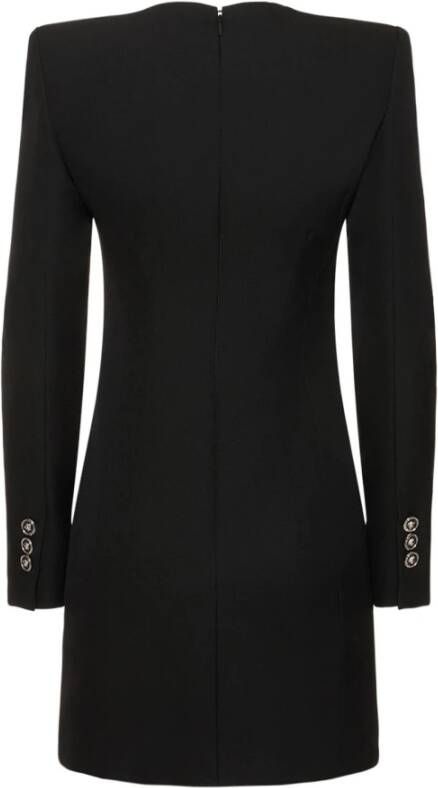 Versace Zwarte Wollen Jurk met Maxi Schoudervullingen Zwart Dames