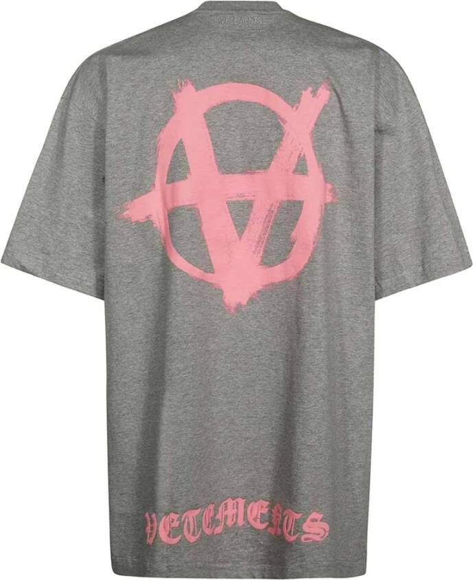Vetements Moderne Heren T-Shirt in Greymelange en Baby Pink Grijs Heren