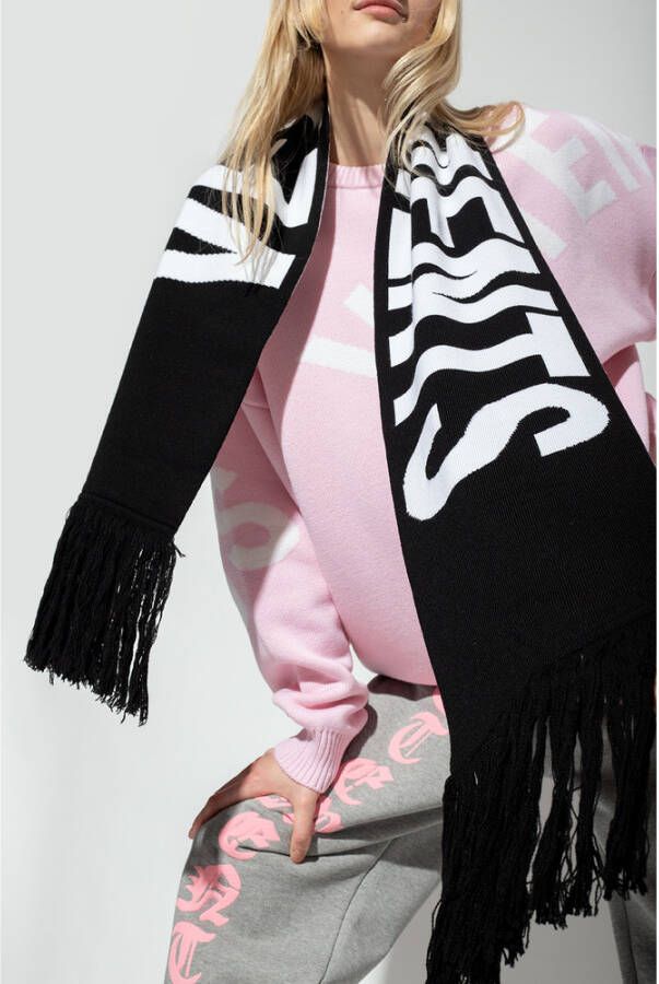 Vetements Wollen sjaal met logo Zwart Dames