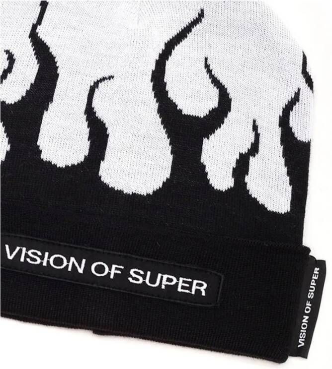 Vision OF Super Beanie met rode vlammen Zwart Heren