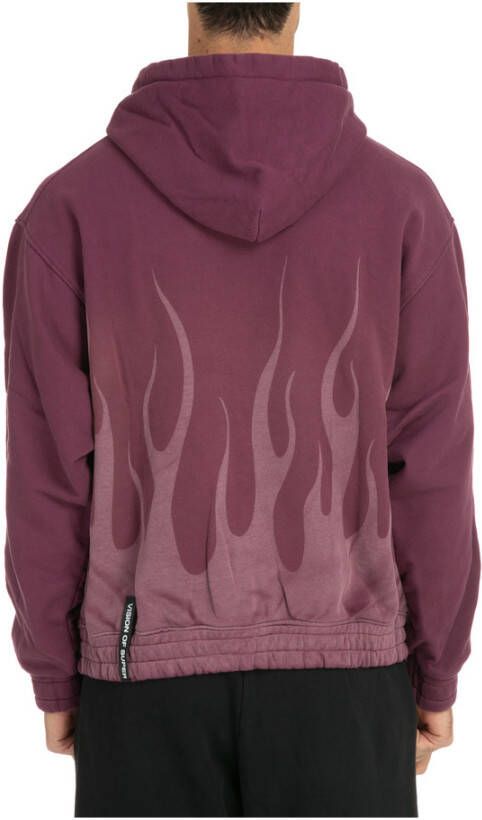 Vision OF Super Flames Lasered Hoodie Paars Heren
