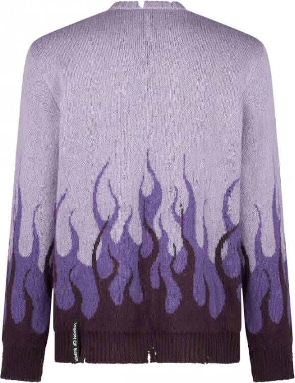 Vision OF Super Flames Jacquard Sweater voor mannen Paars Heren