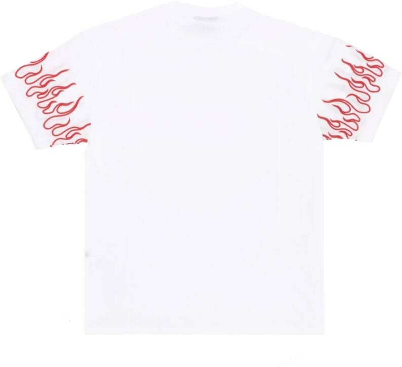 Vision OF Super Geborduurd Vlammen T-shirt voor Mannen Wit Heren