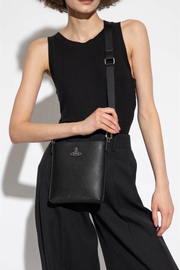 Vivienne Westwood Schoudertas met logo Zwart Unisex