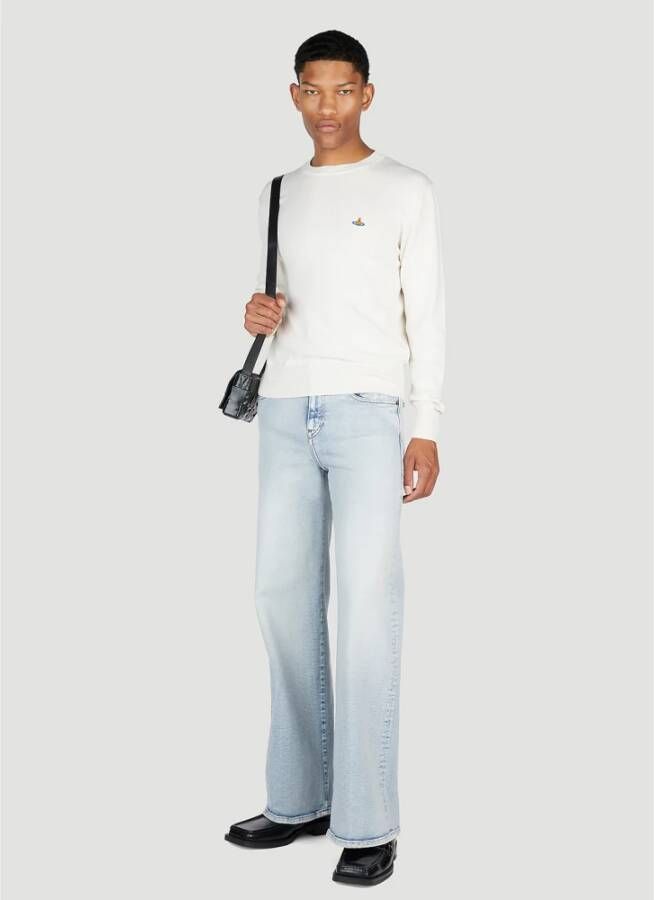 Vivienne Westwood Logo Gebreide Trui Beige Heren