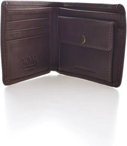 Von Dutch Portemonnee met overslag 100% Leer Bruin Rood Heren