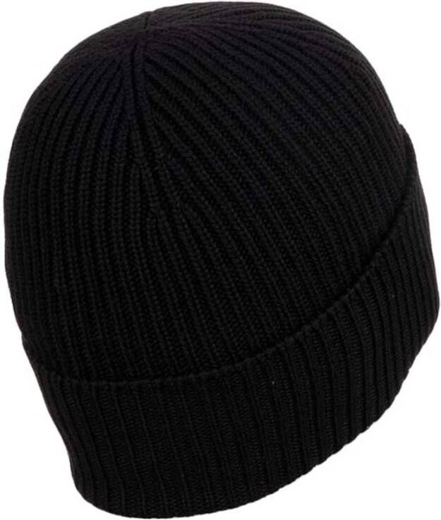 Woolrich Geribbelde Merinowollen Beanie Zwart Heren
