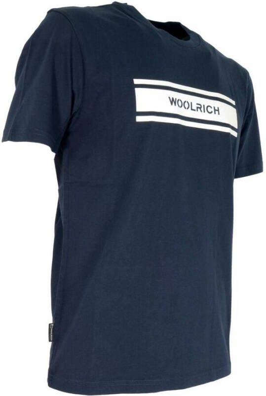 Woolrich Snow White Logo T-Shirt Blauw Heren