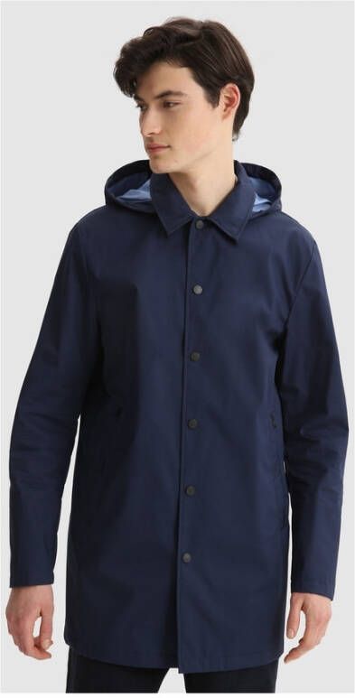 Woolrich Blauwe Drielaagse Autojas Lente-Zomer 2021 Collectie Blauw Heren
