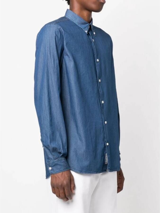 Woolrich Denim Overhemd Blauw Heren