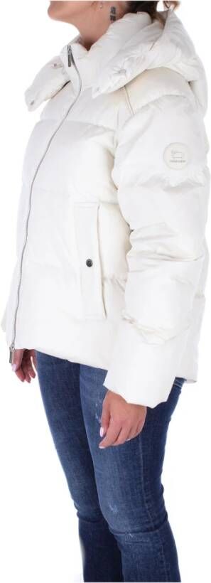 Woolrich Beige Donsjas met Afneembare Capuchon Wit Dames