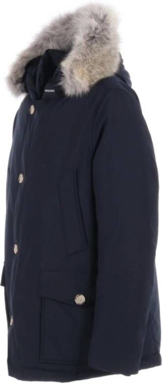 Woolrich Heren Technische Jas met Afneembare Bontkraag Blauw Heren