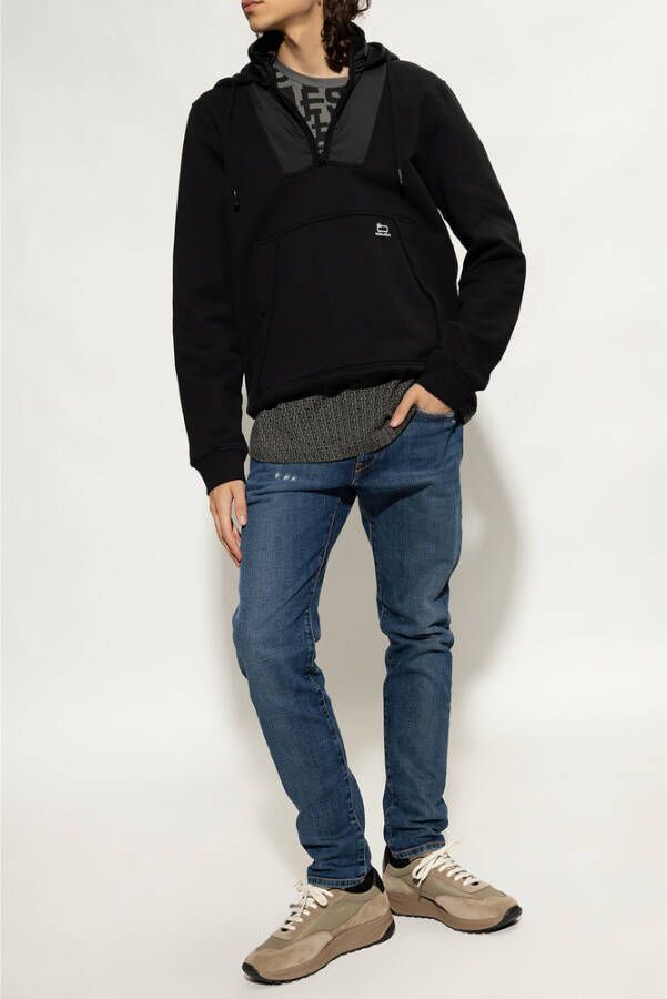 Woolrich Hoodie met logo Zwart Heren