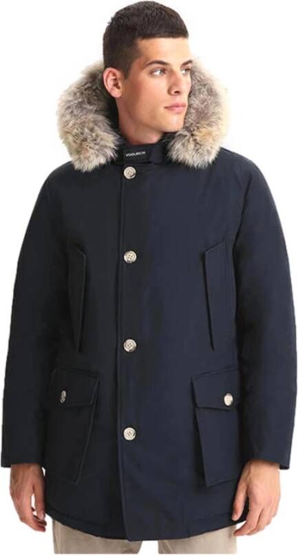 Woolrich Heren Arctic Parka met Afneembare Bontkraag Melton Blue Blauw Heren