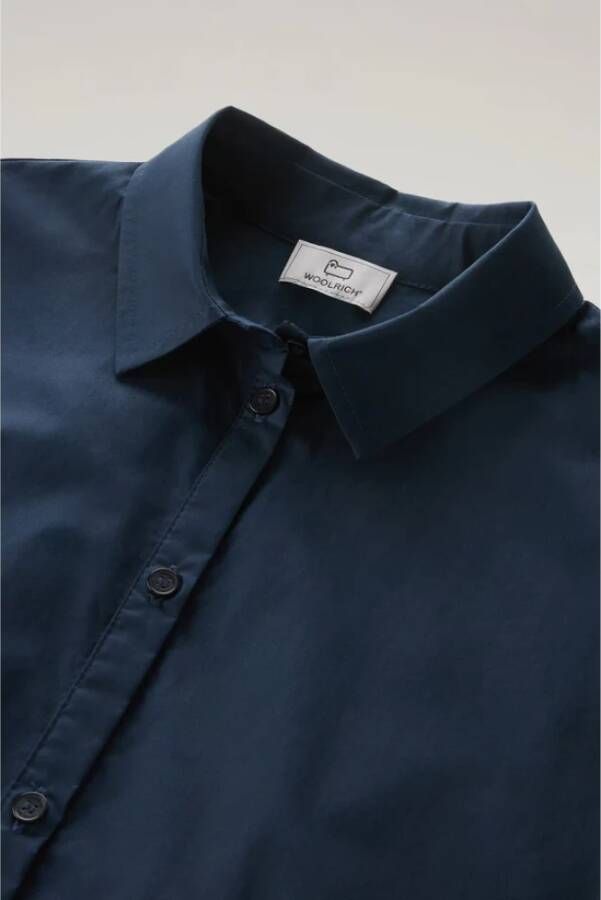Woolrich Klassieke Katoenen Midi Jurk Blauw Dames