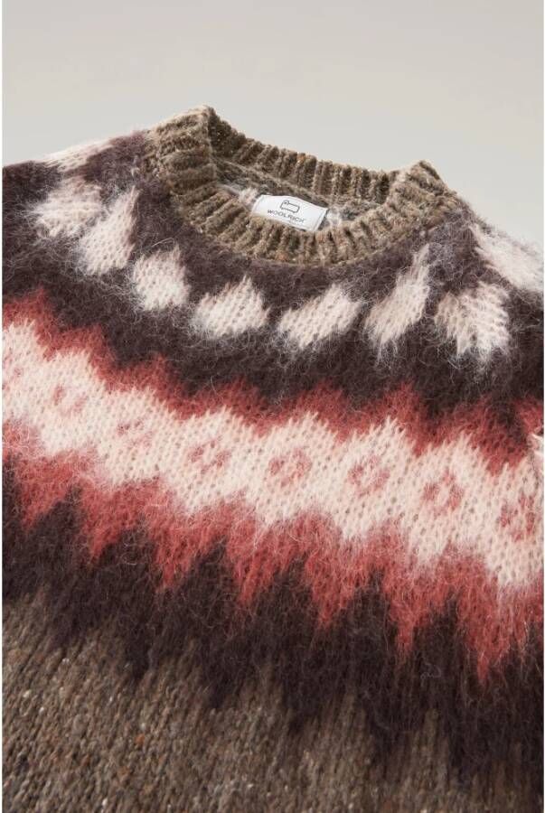 Woolrich Vintage Fair Isle Wollen Trui Bruin Dames