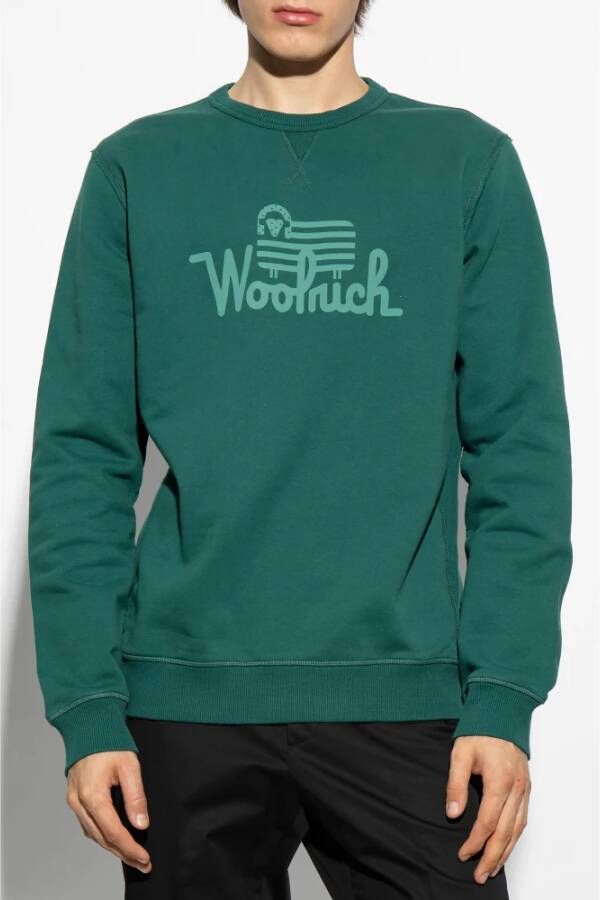 Woolrich Sweatshirt met logo-opdruk Groen Heren