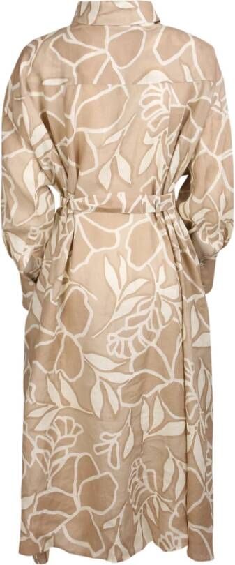 Xacus Witte Jurk met Grafische Print en Pofmouwen Wit Dames