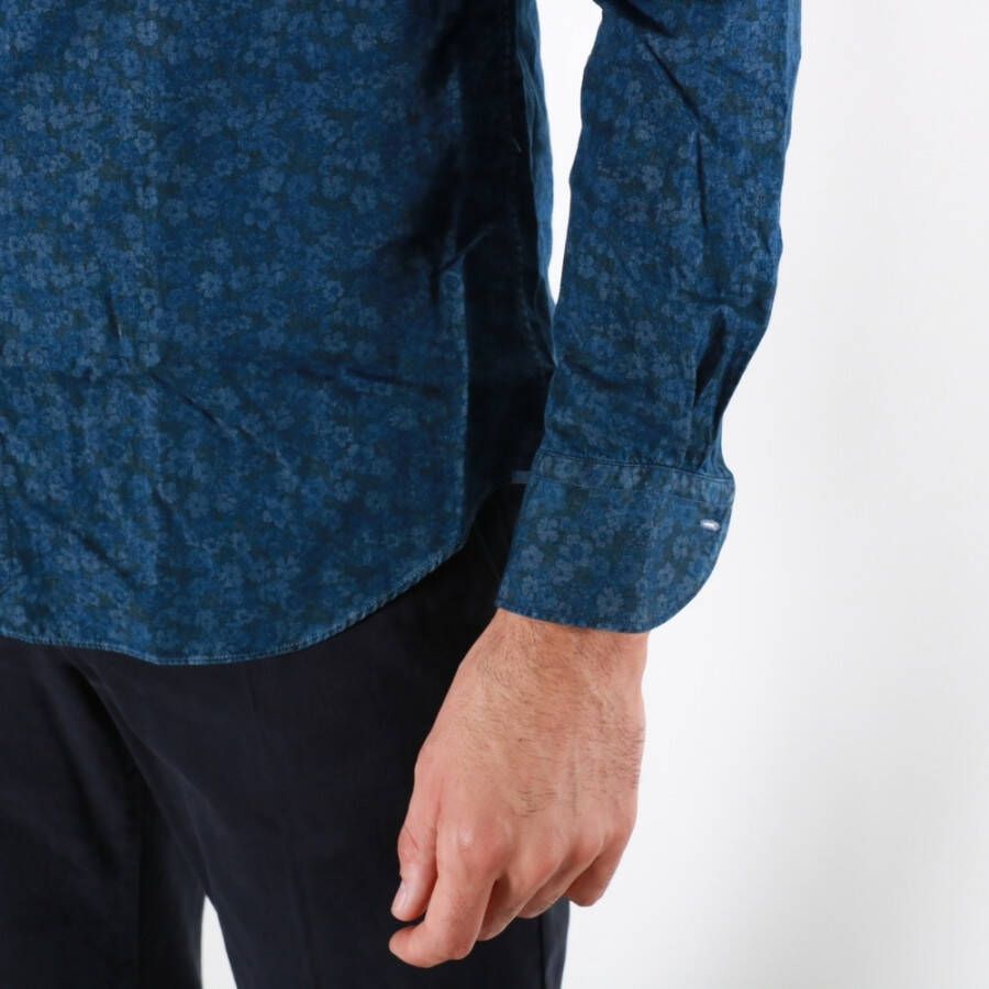 Xacus Bloemen-print shirt Blauw Heren