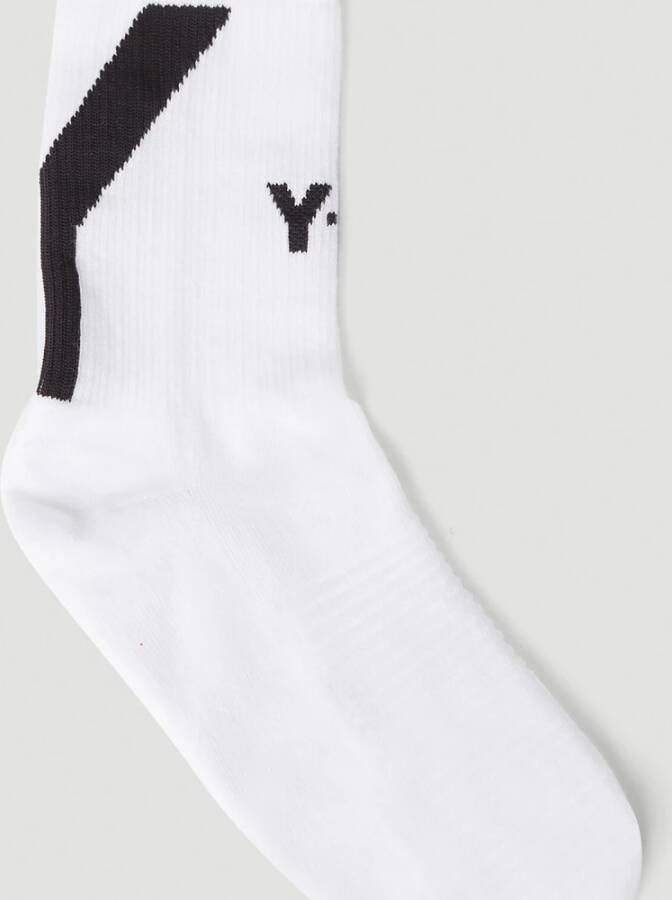 Y-3 Moderne High-Top Logo Sokken Wit Heren