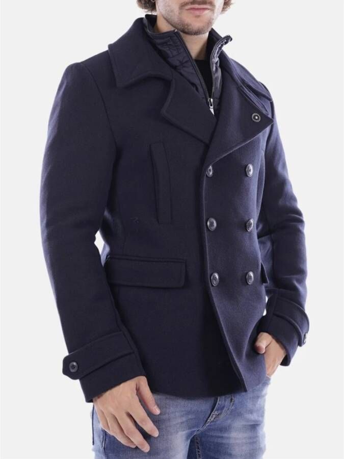 YES ZEE Heren dubbelbreasted jas met binnenste vest Blue Heren
