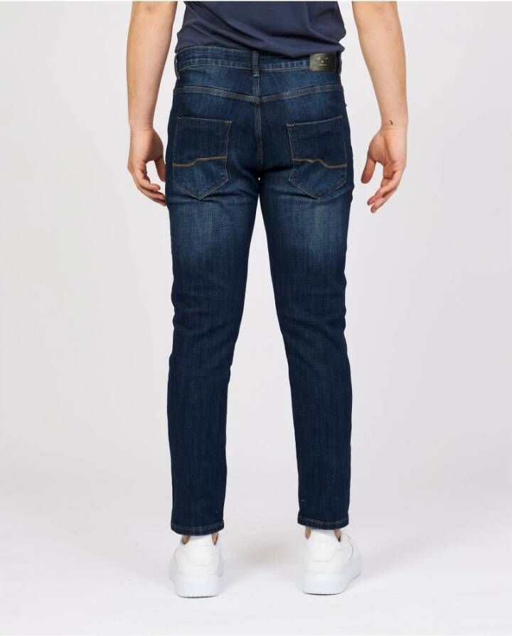 YES ZEE Blue Cotton Jeans Pant Blauw Heren