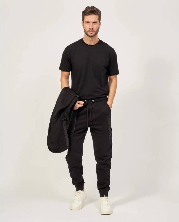 YES ZEE Zwarte sweatpants met elastische tailleband en zakken Black Heren