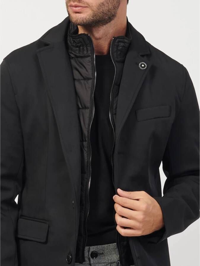 YES ZEE Zwarte Synthetische Jas voor Heren Black Heren