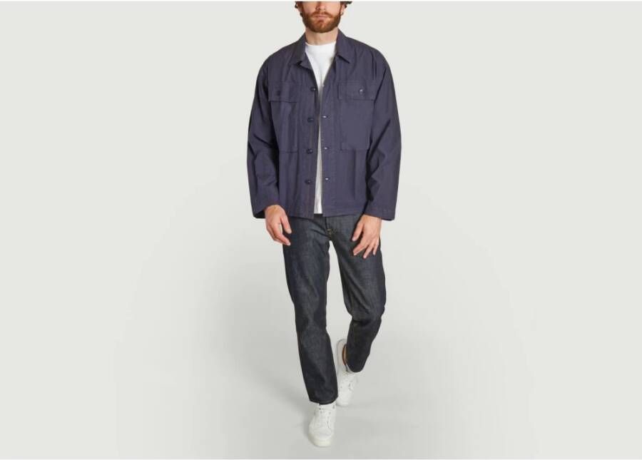 YMC You Must Create Oversized Militair Overhemd Blue Heren