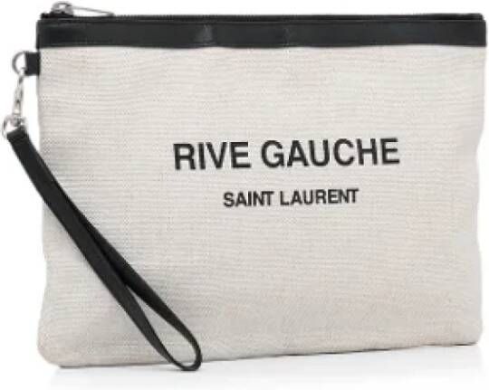 Yves Saint Laurent Vintage Pre-owned Canvas clutches Wit Dames