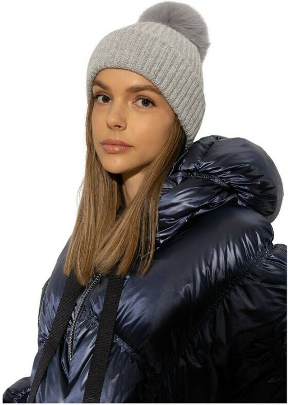 Yves Salomon Cashmere beanie Grijs Dames