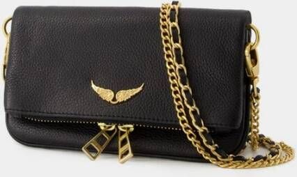 Zadig & Voltaire Zwarte Leren Nano Hobo Tas Schouderband Zwart Dames