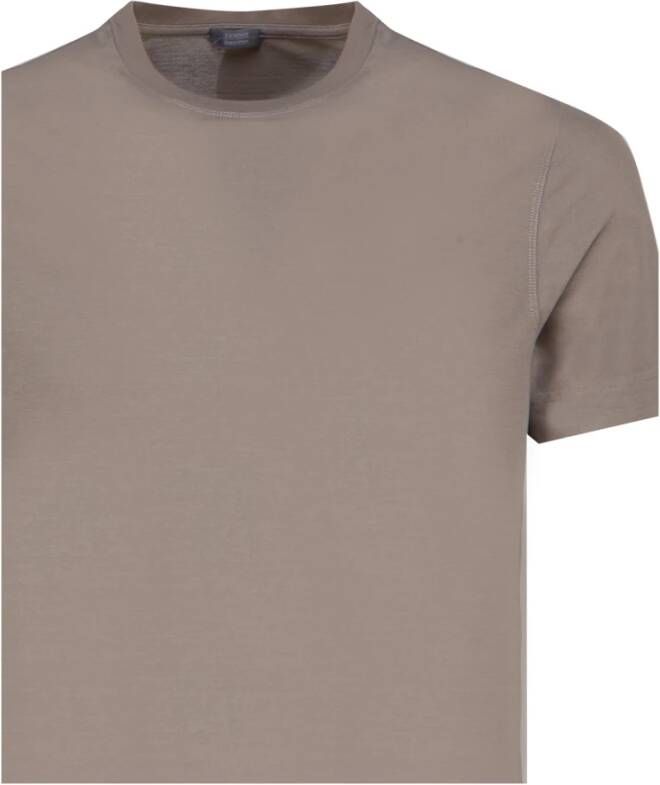 Zanone Italiaans Katoenen T-shirt Modderkleur Gray Heren