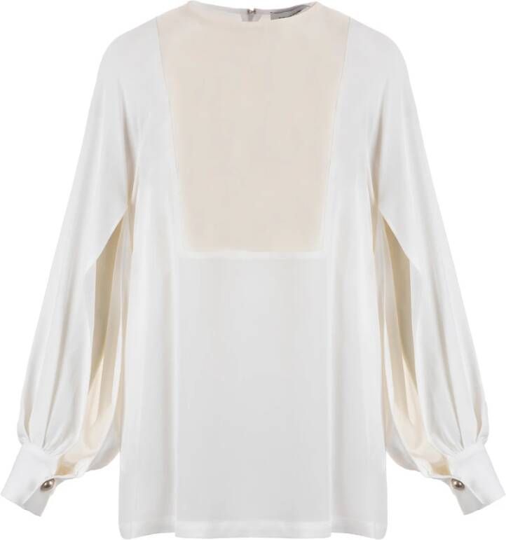 Fabiana Filippi Blouse met ronde hals en wijde mouwen Beige Dames