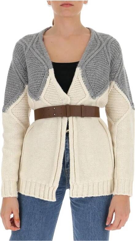 Fabiana Filippi Diamant-gebreide vest met riem White Dames